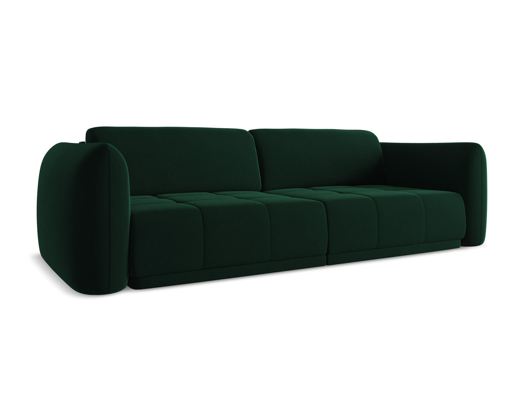 4-SITZER-SOFA Samt Stoff Grün - Dunkelgrün/Schwarz, Kunststoff/Textil (250/74/105cm) - Makamii