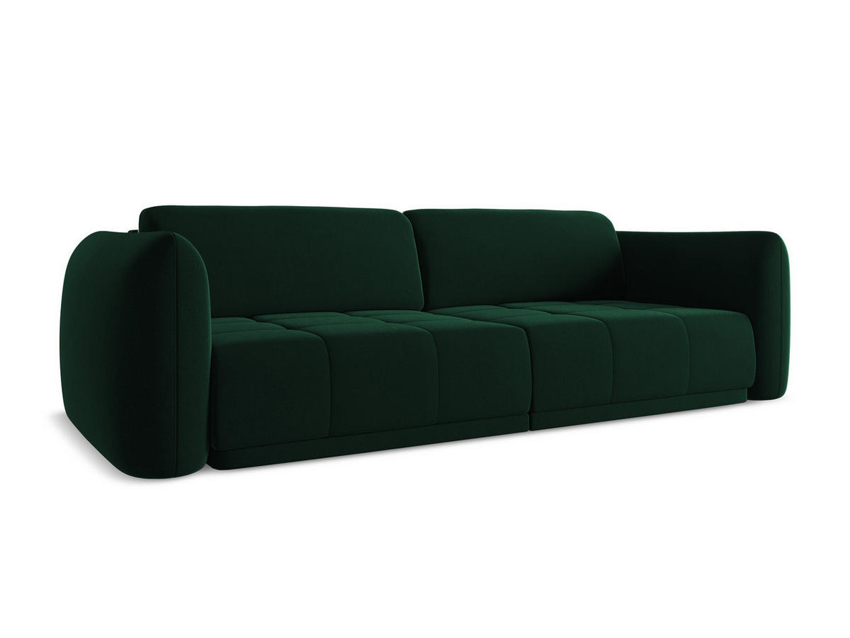 4-SITZER-SOFA Samt Stoff Grün - Dunkelgrün/Schwarz, Kunststoff/Textil (250/74/105cm) - Makamii