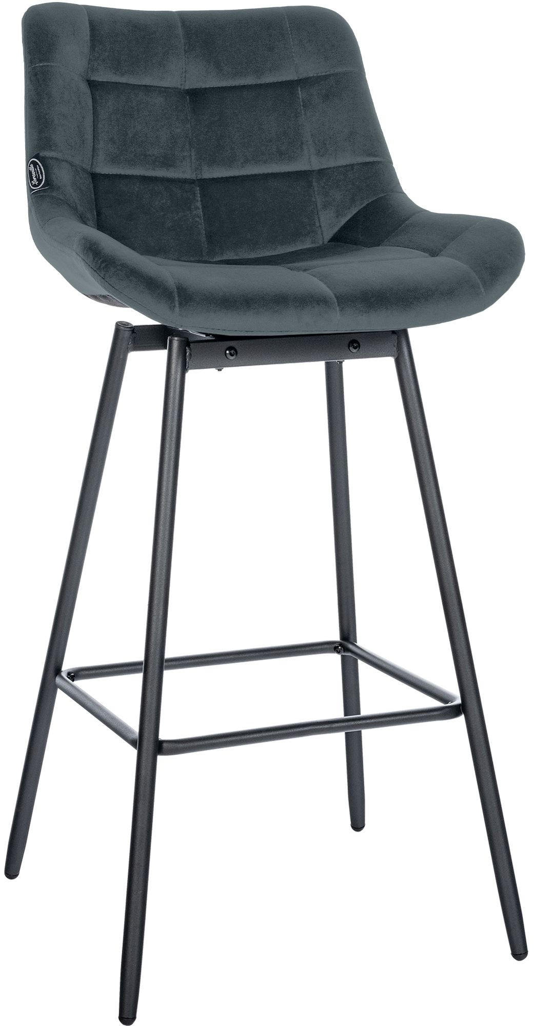 BARHOCKER Samt Dunkelgrau - Dunkelgrau/Schwarz, Textil/Metall (49/105/56cm) - CLP