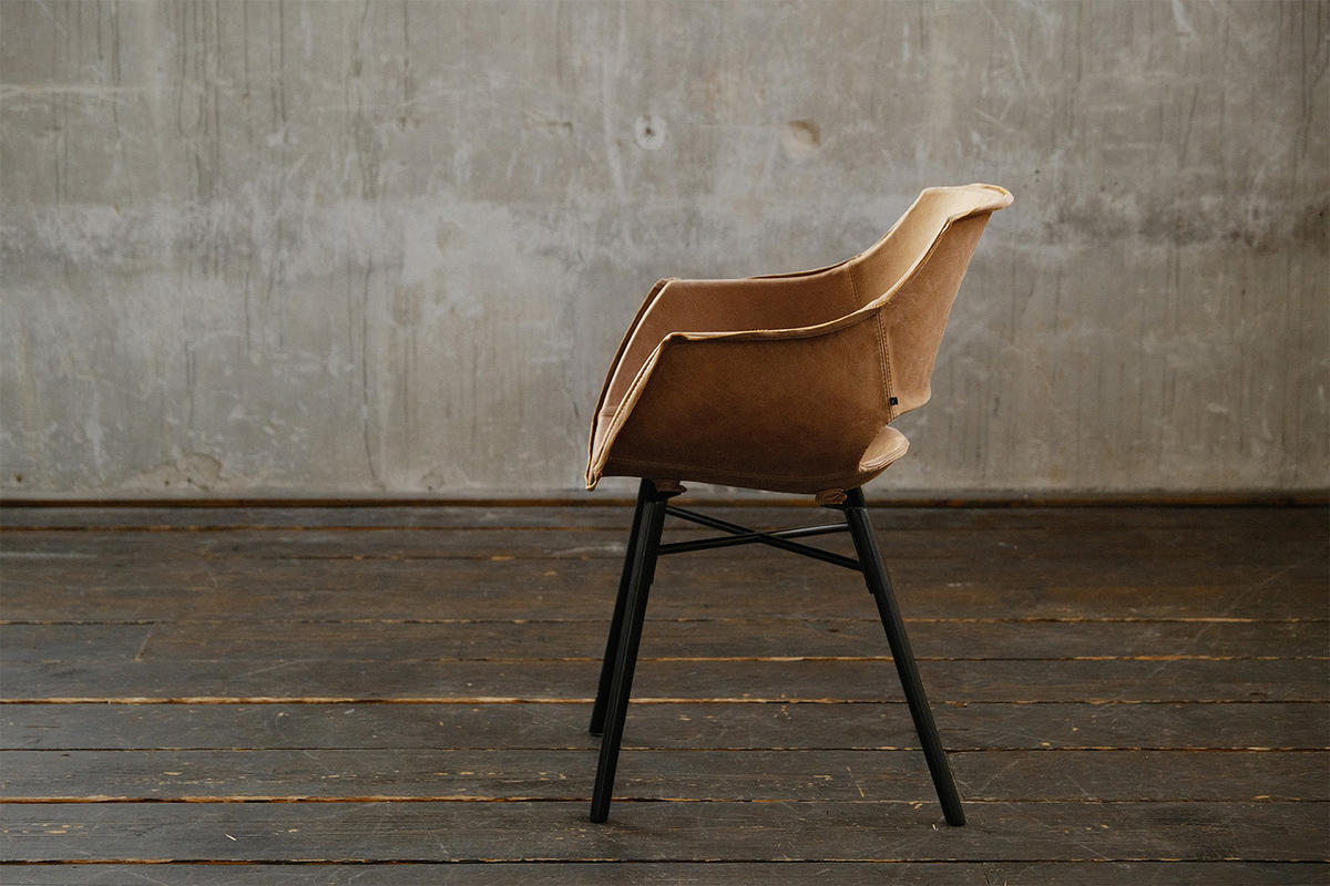 STUHL ZAJA Braun Leder - Dunkelbraun/Braun, Leder (57/82/59cm) - KAWOLA