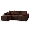 ECKSOFA MADISON Braun Plüsch-Stoff mit Schlaffunktion - Braun, Holz (246/143cm) - MASSENO
