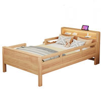 KINDERBETT 90/200 cm mit LED-Leuchte, USB- und Type-C-Anschluss, Kopfteil mit Ablage und Seitengittern, farbe - Naturfarben, Holzwerkstoff (90/200cm) - Redom