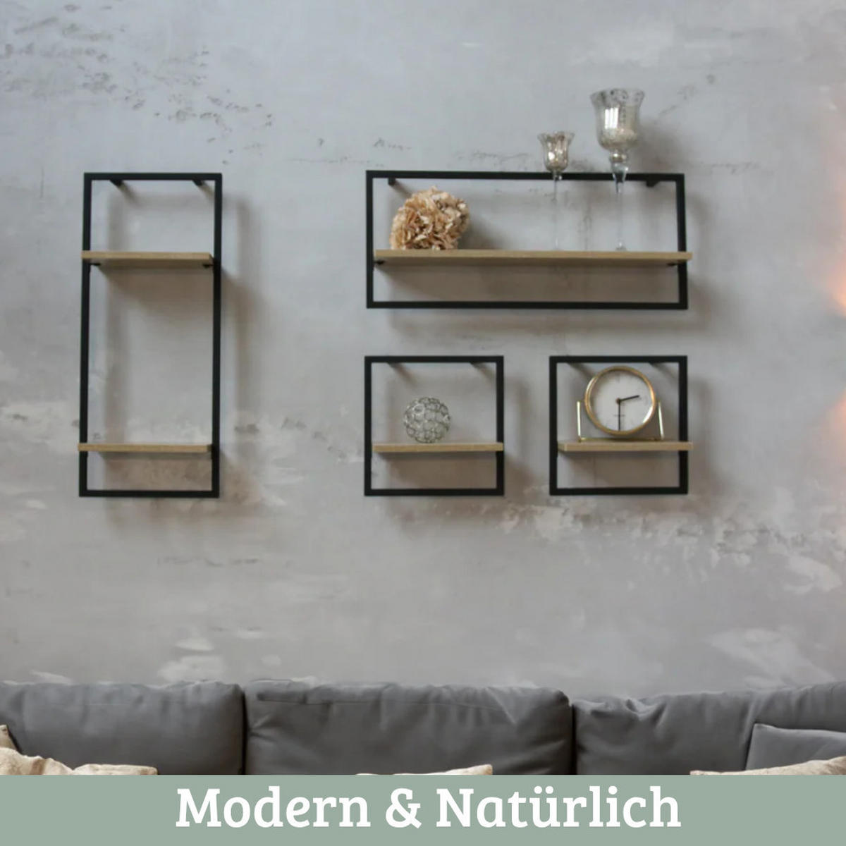 WANDREGAL Schwarz SYIOP MDF Metallrahmen Small - Braun, Holz (30/30/15cm) - DELUKE