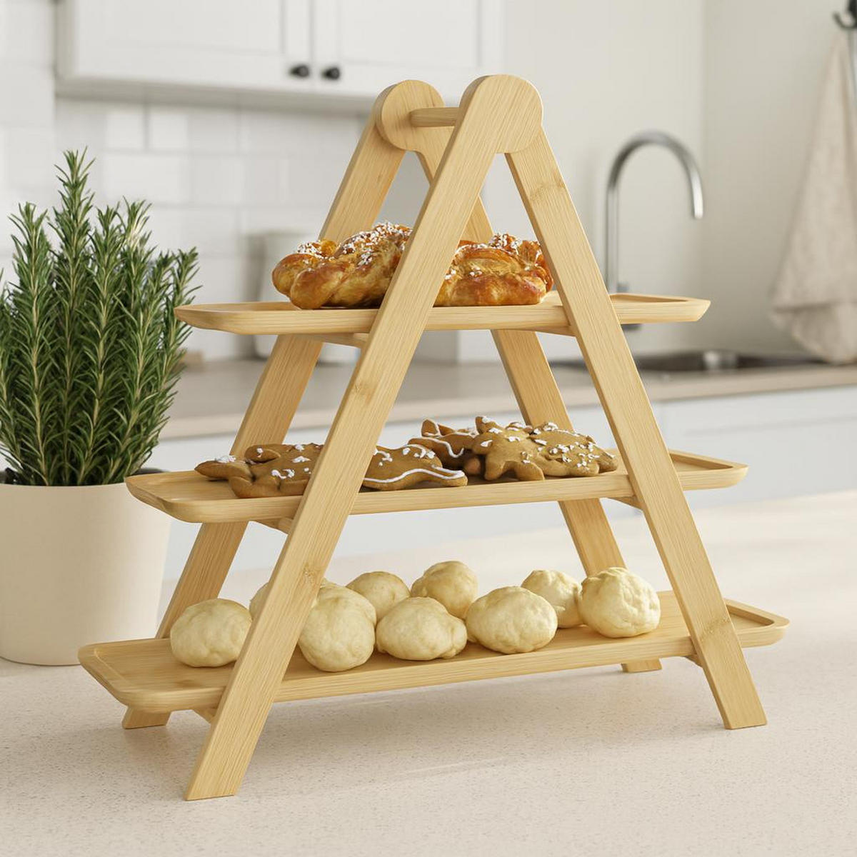 ETAGERE Bambus Flux Braun 43/13/39 cm - Braun, Naturmaterialen (39cm) - Excellent Houseware