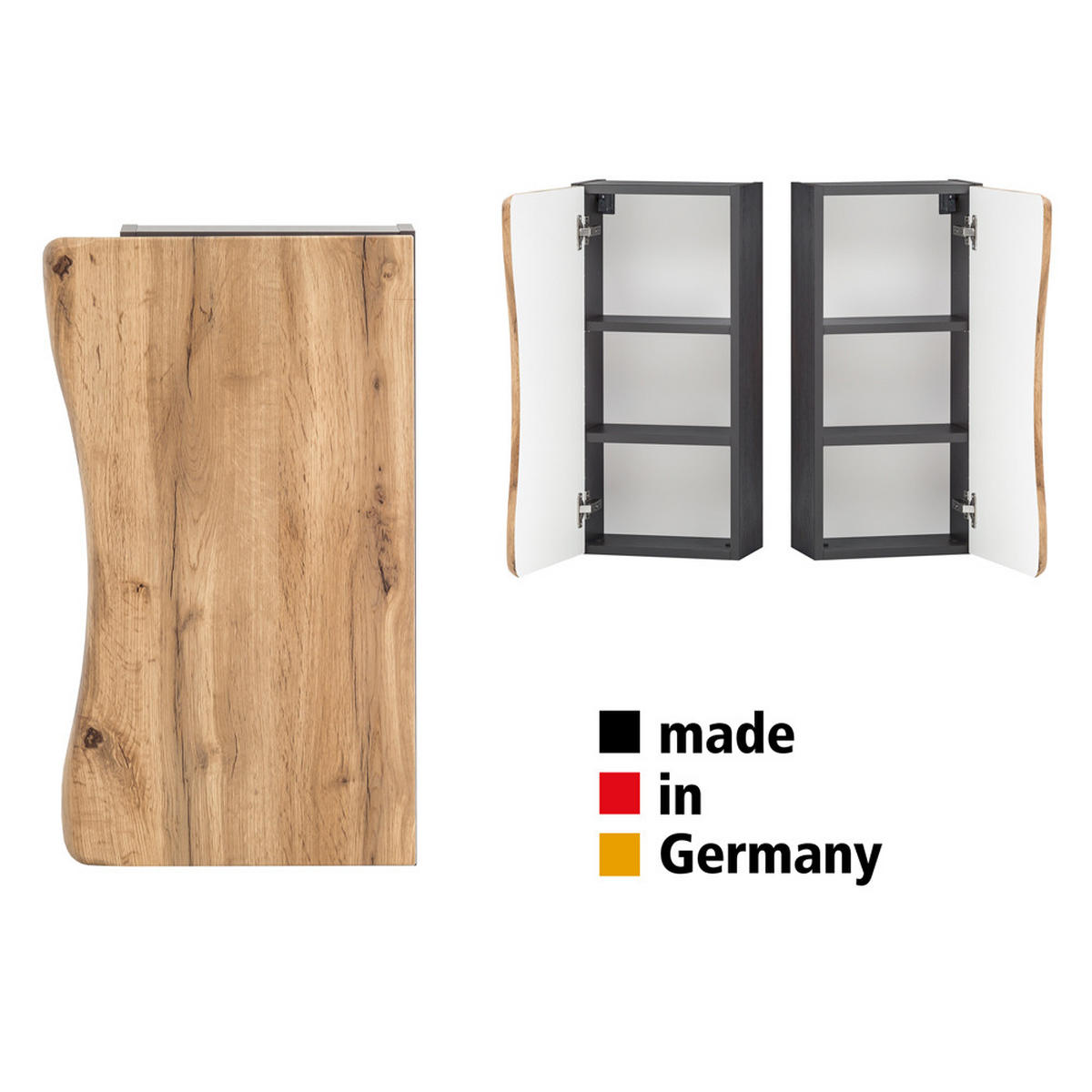 HÄNGESCHRANK Kahla-03 - Braun/Grau, Holzwerkstoff (38/64/20cm) - Lomado