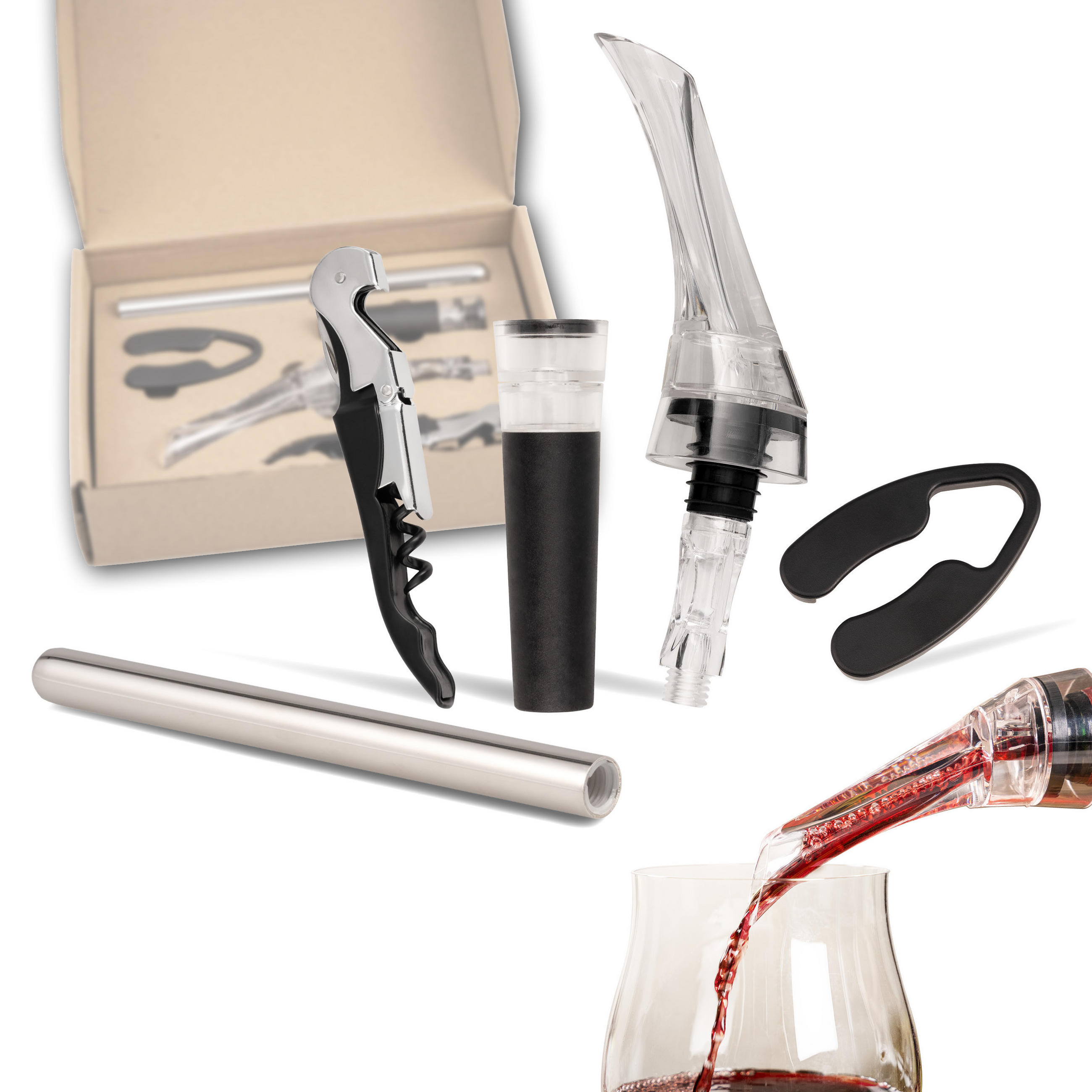 bremermann Wein-Set Edelstahl 4.3x16x4.3 cm