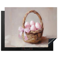HERDABDECKPLATTE Korb - Eier - Rosa Induktionsmatte 77x59 cm - Beige, Kunststoff (77/59/0.2cm) - MuchoWow