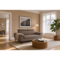 2,5-SITZER Karlstad Chenille Braun verstell. Kopfstützen B 194 cm - Dunkelbraun, Kunststoff/Textil (194/84/100cm) - foamnova