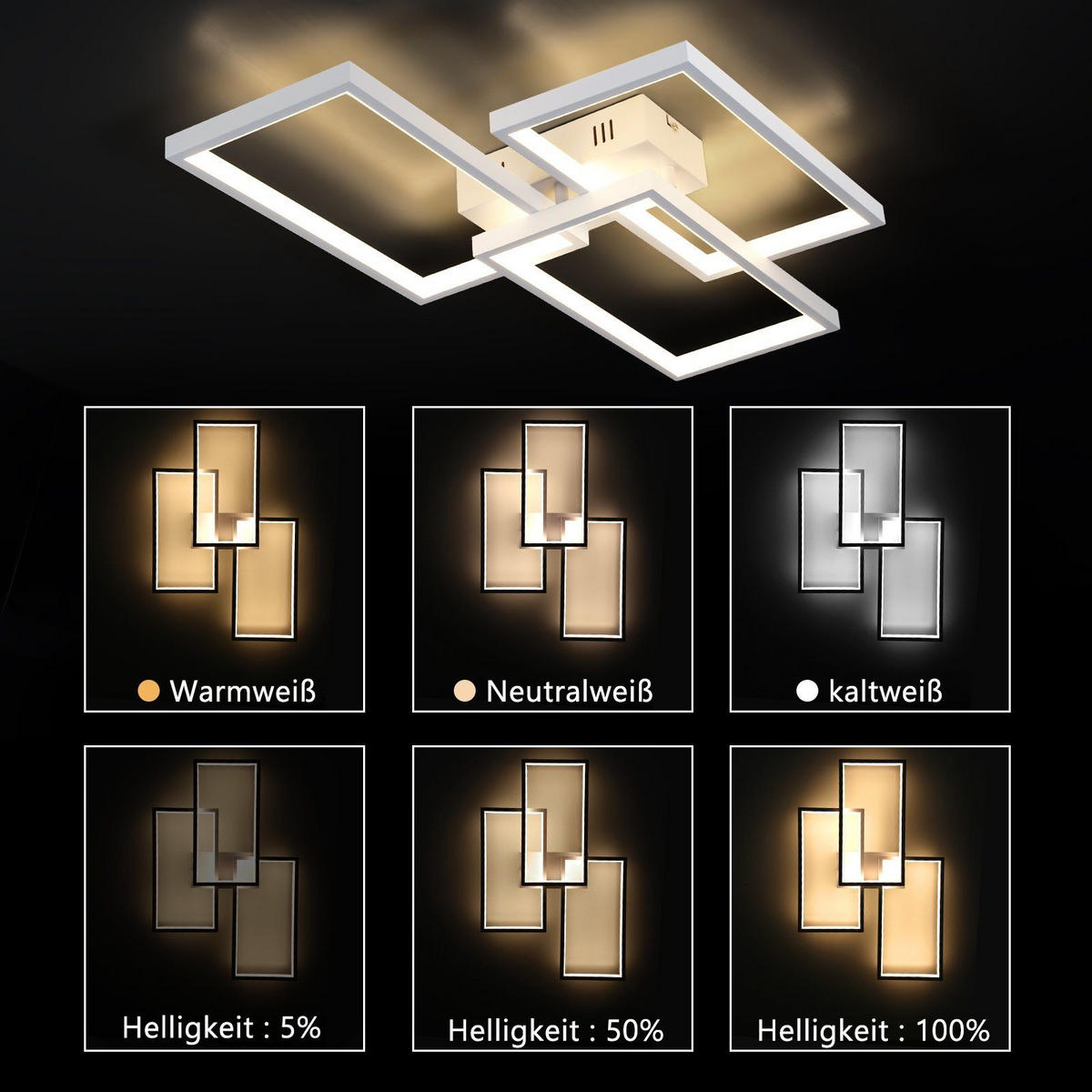 LED-DECKENLEUCHTE Lia 80/54/8 cm - Weiß, Metall (80/54/8cm) - Nettlife