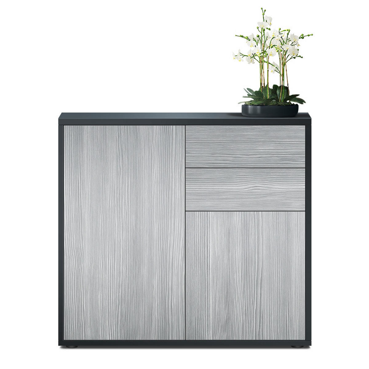 KOMMODE Ben Front in Avola-Anthrazit - Anthrazit, Holzwerkstoff (79/74/36cm) - Vladon