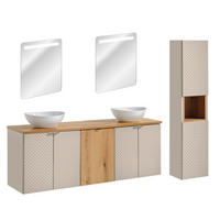 KOUPELNOVÝ NÁBYTEK 160cm Manoa 2er-Set Kašmír - dřevo - béžová, kompozitní dřevo (160/59/40cm) - Petits-meubles