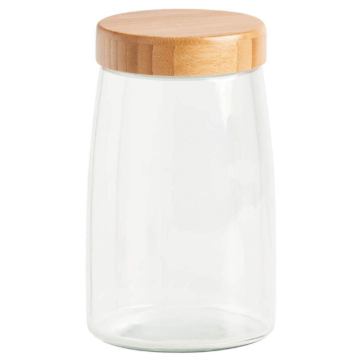 VORRATSGLAS 6 Stück mit Bambusdeckel - Ø 12,5 x 20,5 cm - Transparent, Glas (12.5/20.5/12.5cm) - Zeller Present