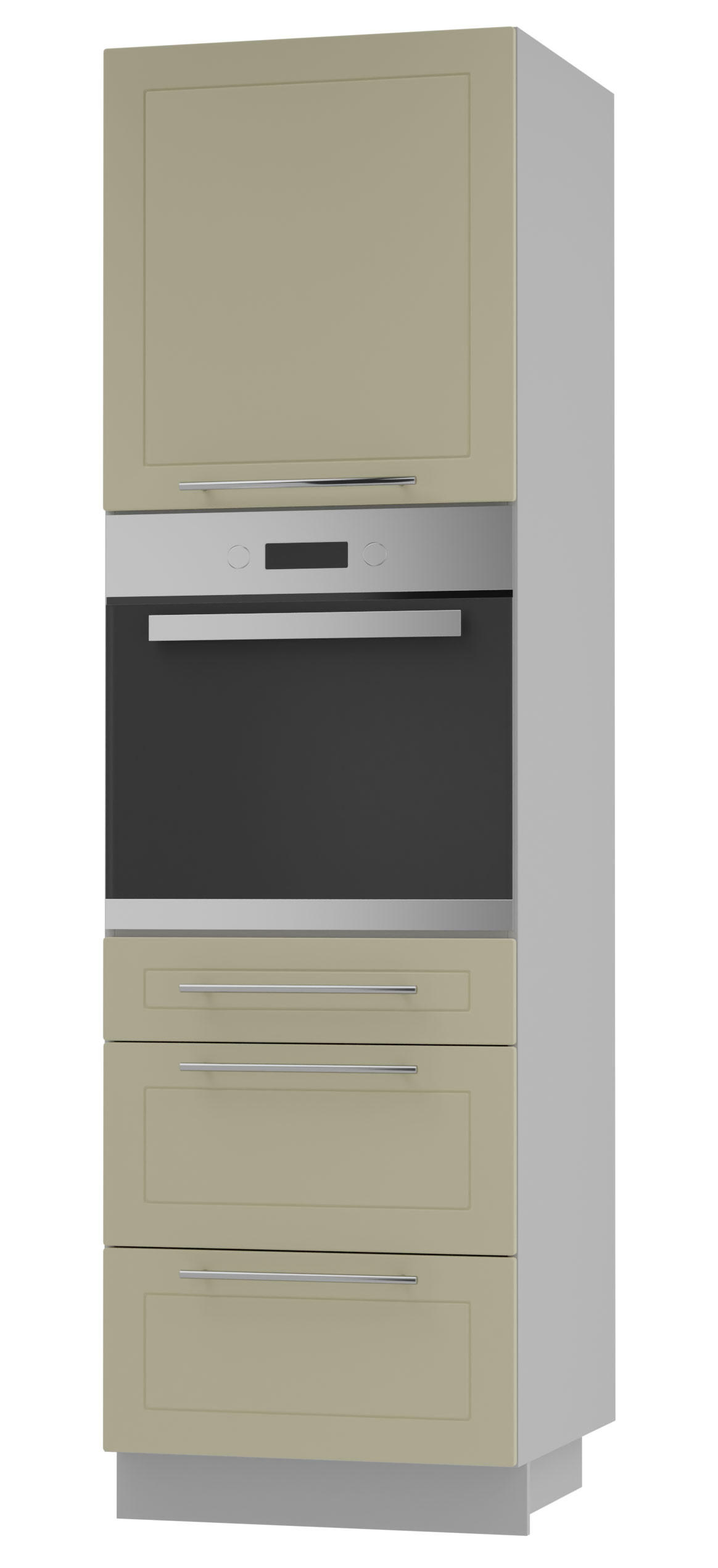 BACKOFEN-HOCHSCHRANK Kvantum D14/RU/3A Weiß Matt / Grau Matt 60 / 59 / 207cm - Creme/Grau, Holz/Holzwerkstoff (60/207/59cm) - Feldmann-Wohnen