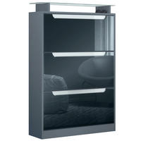 SCHUHSCHRANK Space Schwarz Hochglanz - Schwarz Hochglanz, Holzwerkstoff (89/128/23cm) - Vladon