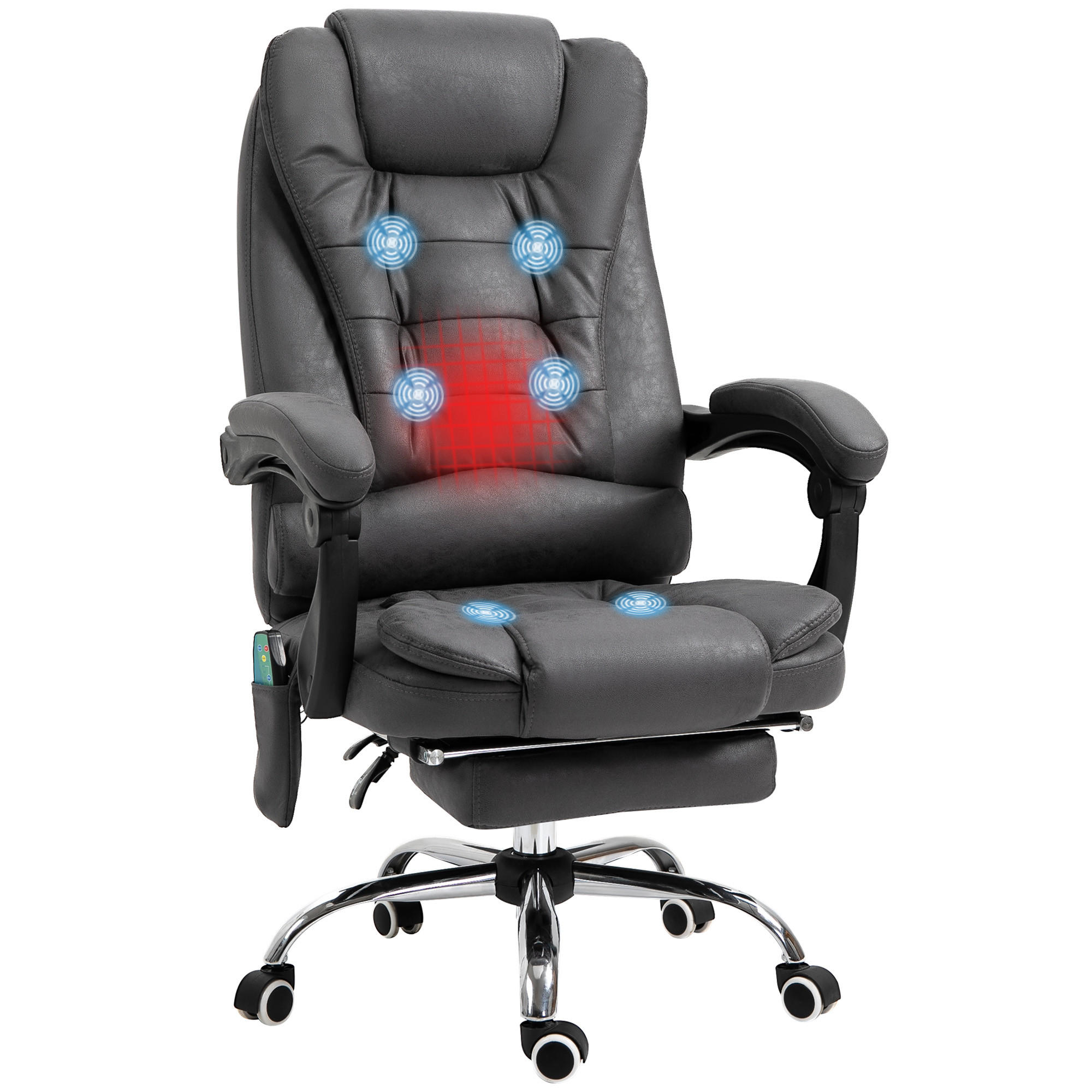 CHEFSESSEL DE-11817 Massage & Heizung Grau - Grau, Metall (70/119/65cm) - ComfortXL