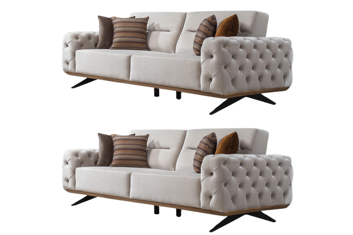 SITZGARNITUR Cuba Creme Stellvariante:3+3 - Creme, Holz (230/85/100cm) - Villa Möbel