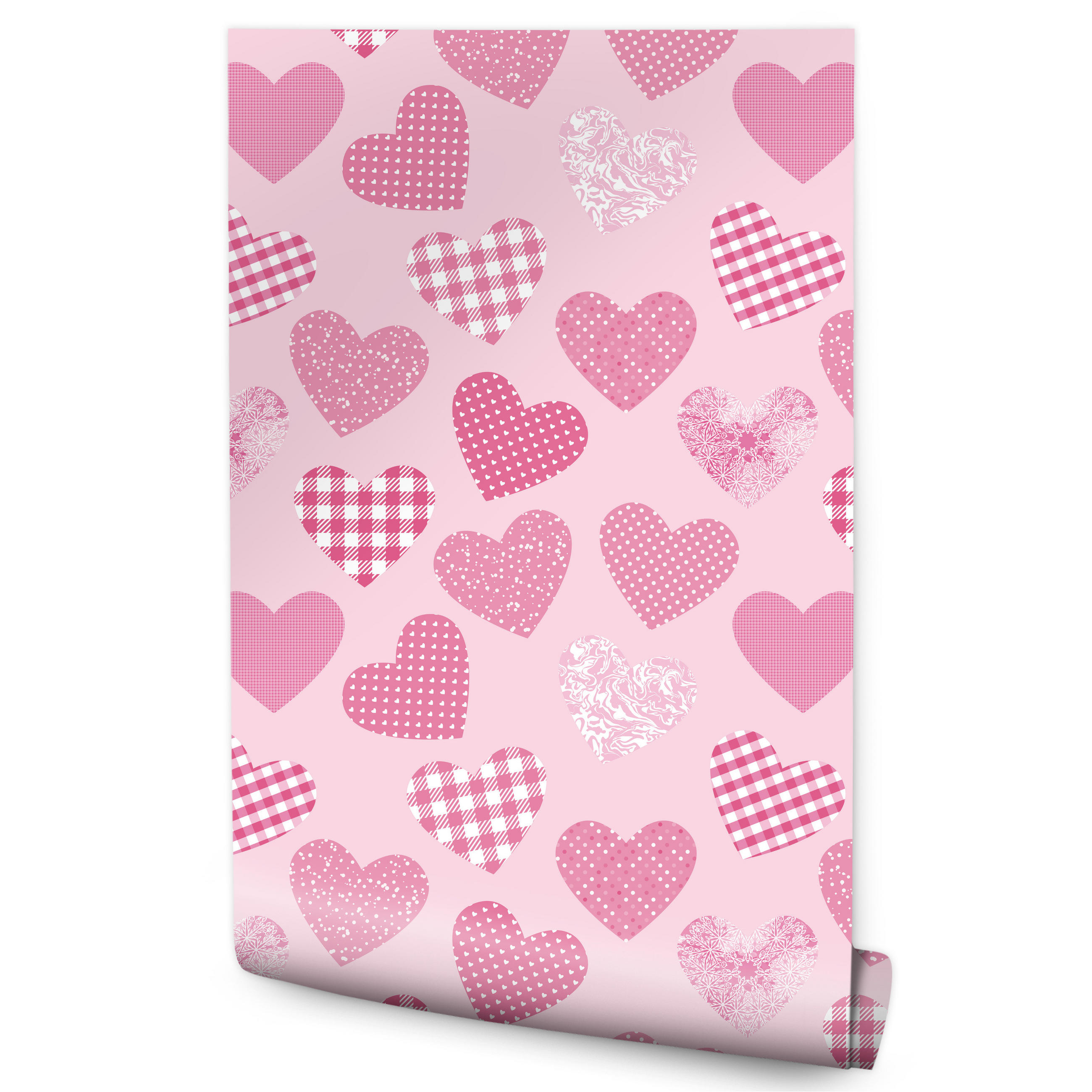 VLIESTAPETE Gemusterte Herzen – Rosa – 50x1000 cm - Rosa, Papier (50/1000cm) - Muralo