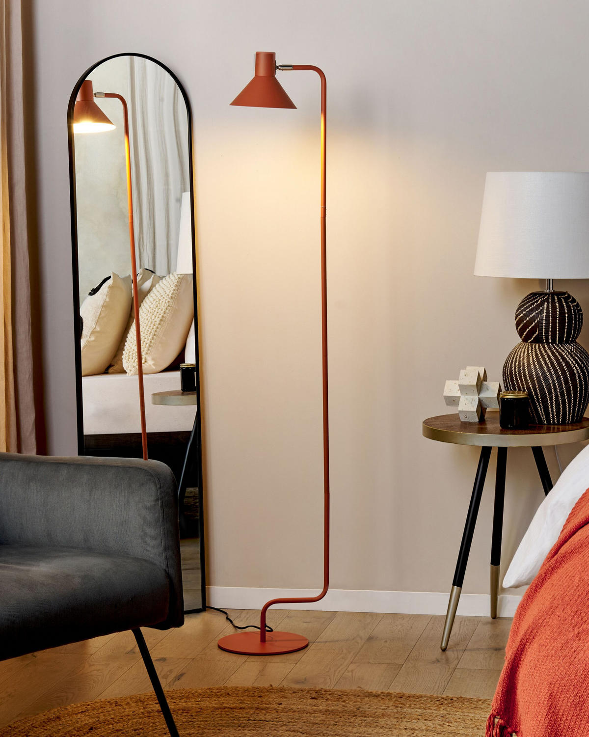 STEHLAMPE Orange Rimava - Orange, Metall (23/23/154cm) - Beliani