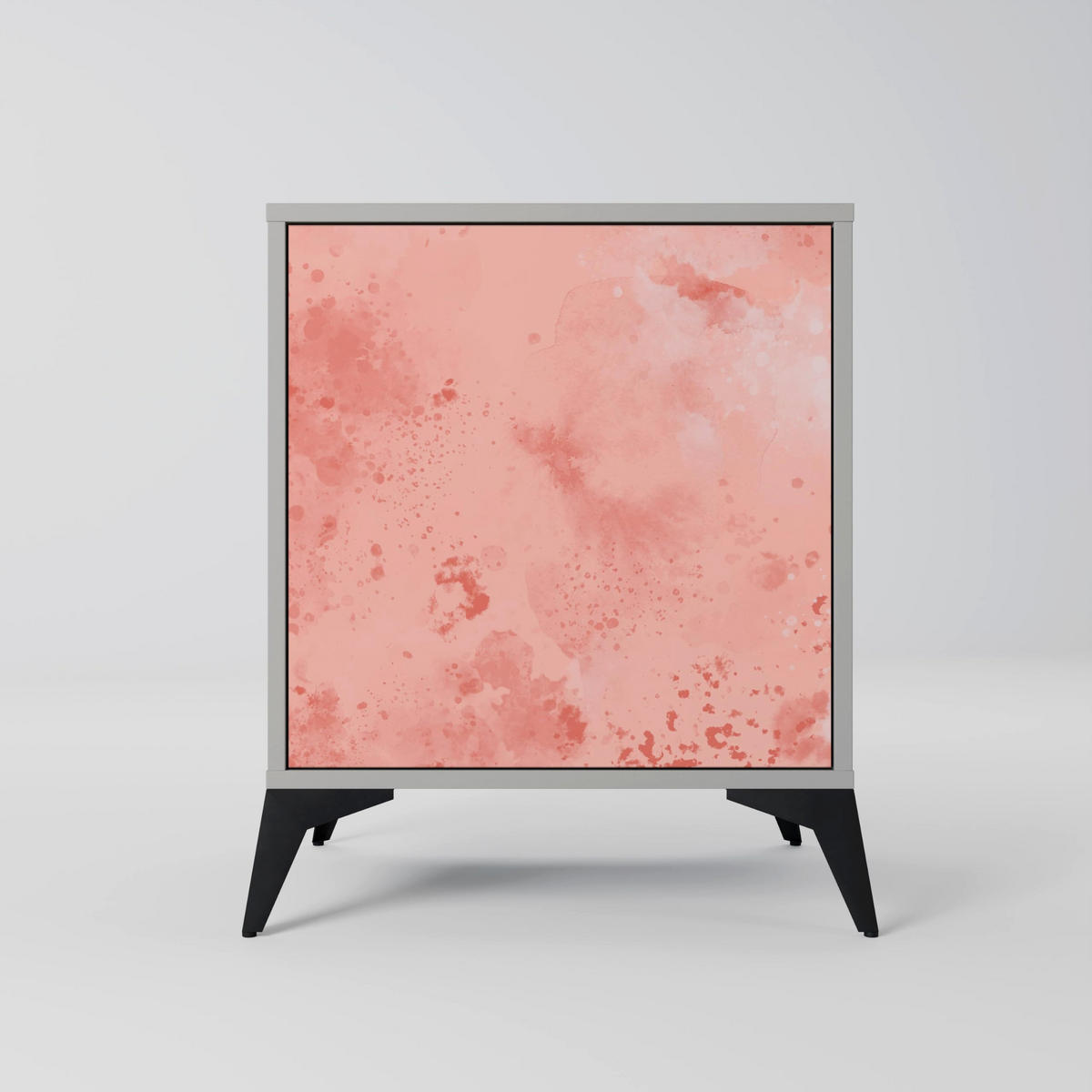 SIDEBOARD CRANE DANCE, Grau, 57,5x42x67,5 cm, Schwarze Metall-Rahmenfüße - Multicolor/Schwarz, Holzwerkstoff/Metall (57.5/67.5/42cm) - SpaceRebels