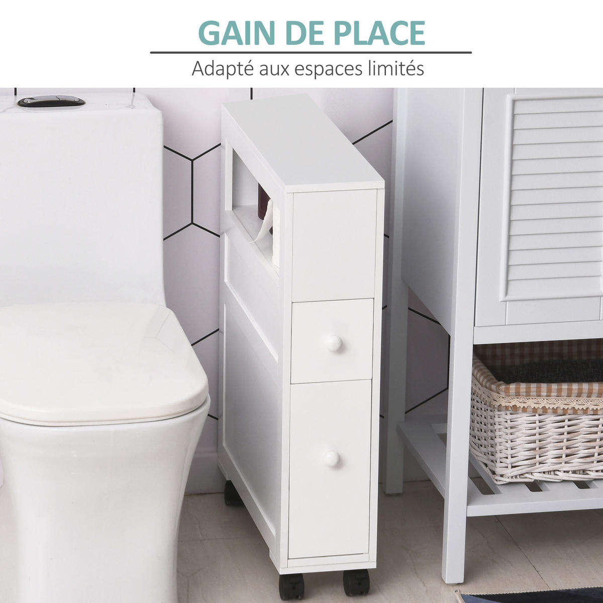 BADSCHRANK Weiß 16/52/71,5 cm - Weiß, Holzwerkstoff (52/71.5/16cm) - PANGIVO