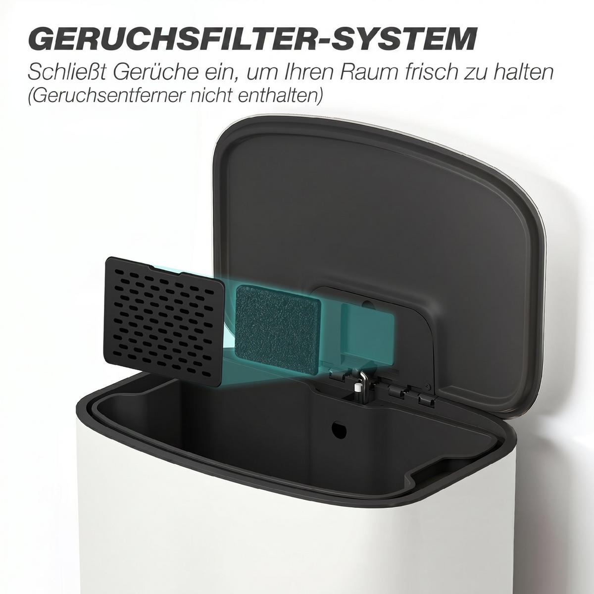 KÜCHEN-MÜLLEIMER Edelstahl Cremeweiß - Creme, Metall (36.5/62.2/45.1cm) - HOMCOM