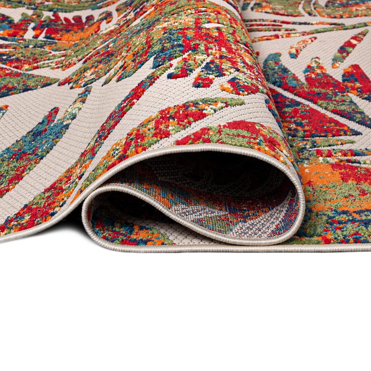 TEPPICH Outdoor Bunte Pflanzlich Kurzflor Rechteckig Boho - 140x200 cm - Orange, Textil (140/200cm) - Mazovia