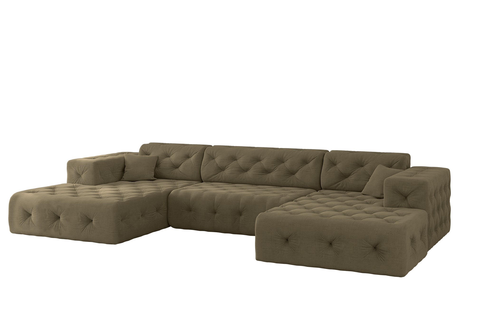 WOHNLANDSCHAFT Chantal In Moly - Grün, Holzwerkstoff/Textil (350/78/171cm) - Fun Möbel