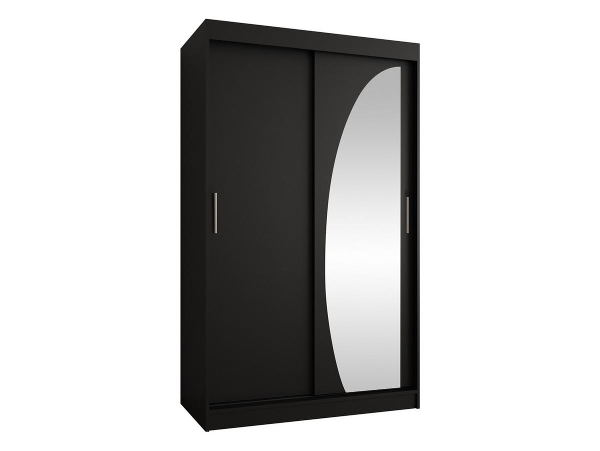 SCHWEBETÜRENSCHRANK Wika 120 cm mit Schubladen - Silberfarben/Schwarz, Holzwerkstoff/Kunststoff (120/200/62cm) - MIRJAN24