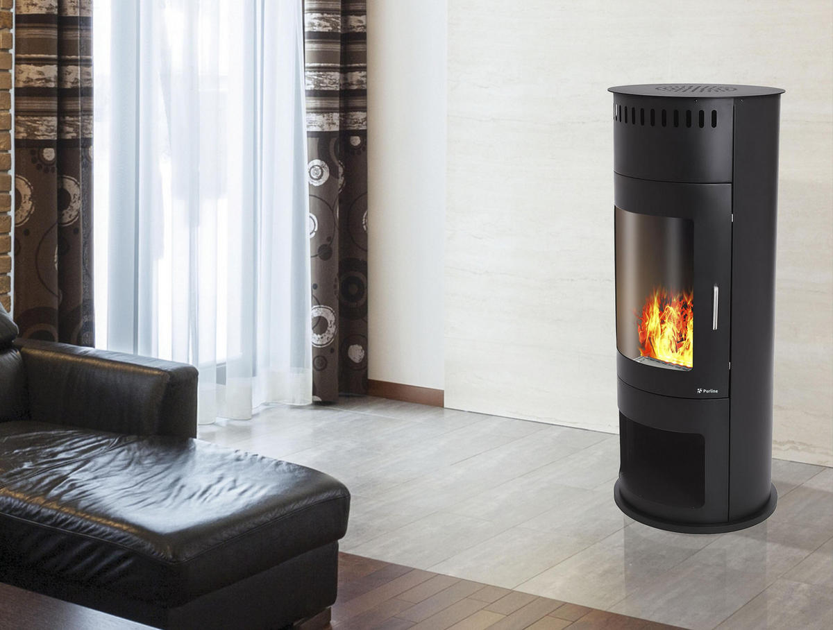 WASSERKAMIN zur Dekoration Schwarz mit Stahlmöbel 1.5 L Tank - Schwarz, Metall (46/46/112cm) - Purline