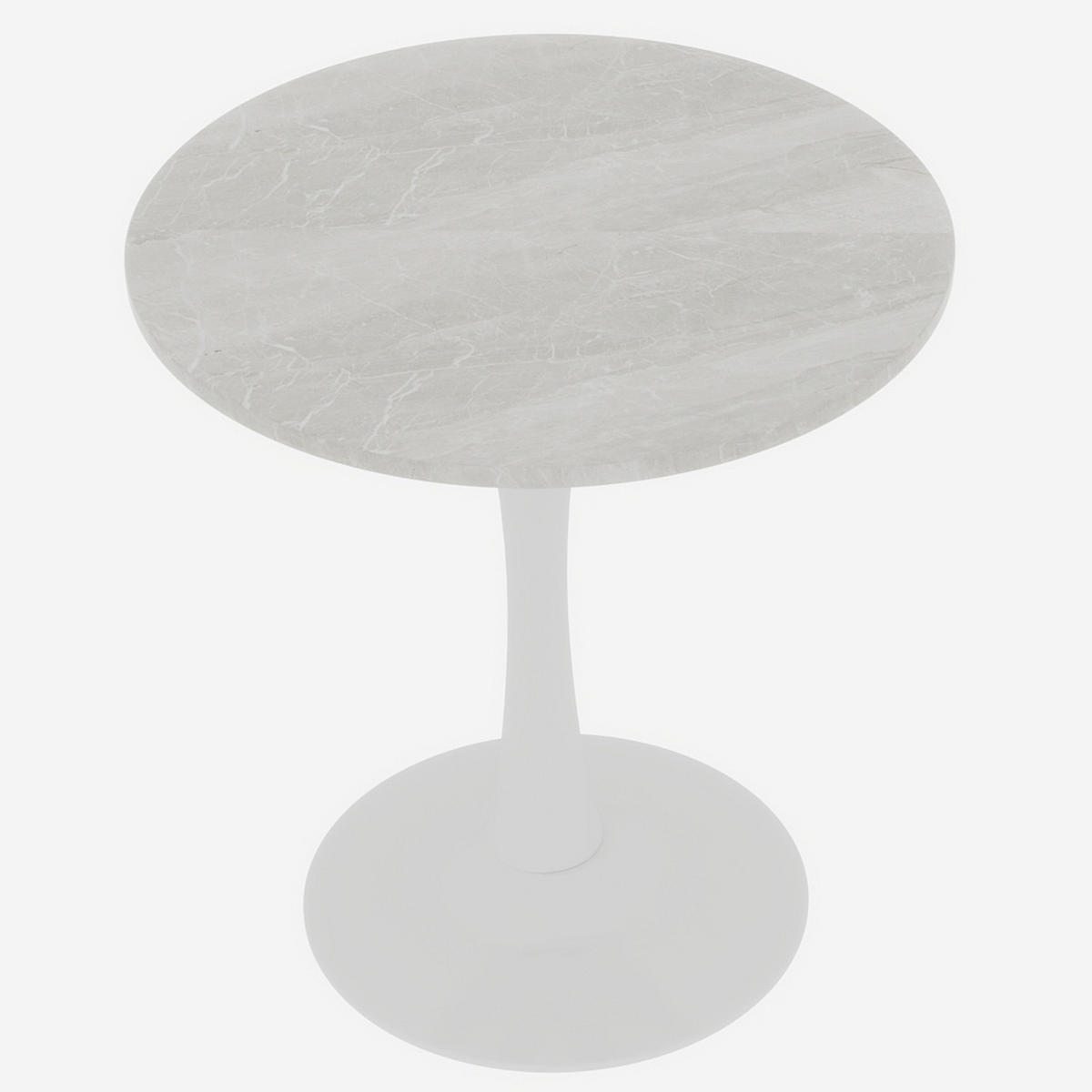 COUCHTISCH 70/70/72 cm Weiß runde Tischplatte aus Kunstmarmor im minimalistischen Design - Weiß, Stein (70/70/72cm) - OKWISH