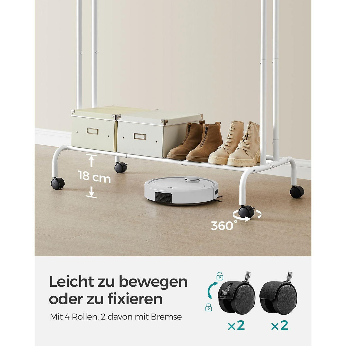KLEIDERSTÄNDER SÃO TOMÉ - Weiß, Metall (103.5/155/52.5cm) - Hansiro