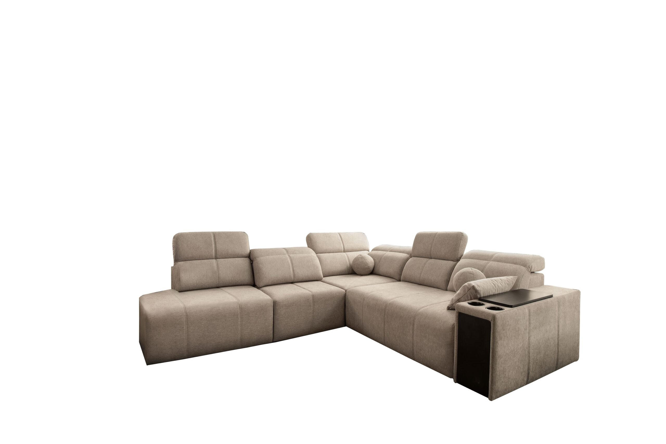 ECKSOFA Mindy IX Mit Schlaffunktion, Verstellbarer Rückenlehne Stoff Verita KaltesBeige Links - Creme, Holz (288/300cm) - Kaiser Möbel