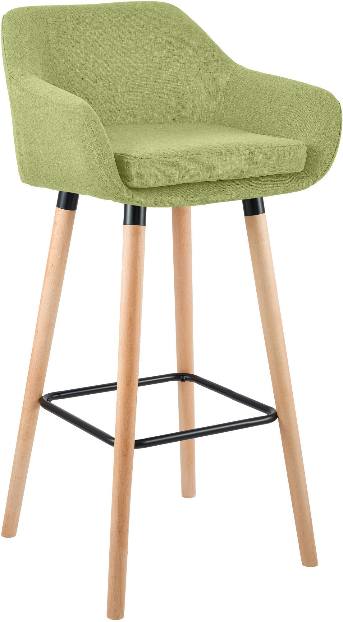 BARHOCKER Stoff Hellgrün - Eukalyptusholzfarben/Hellgrün, Holz/Textil (55/99/46cm) - CLP