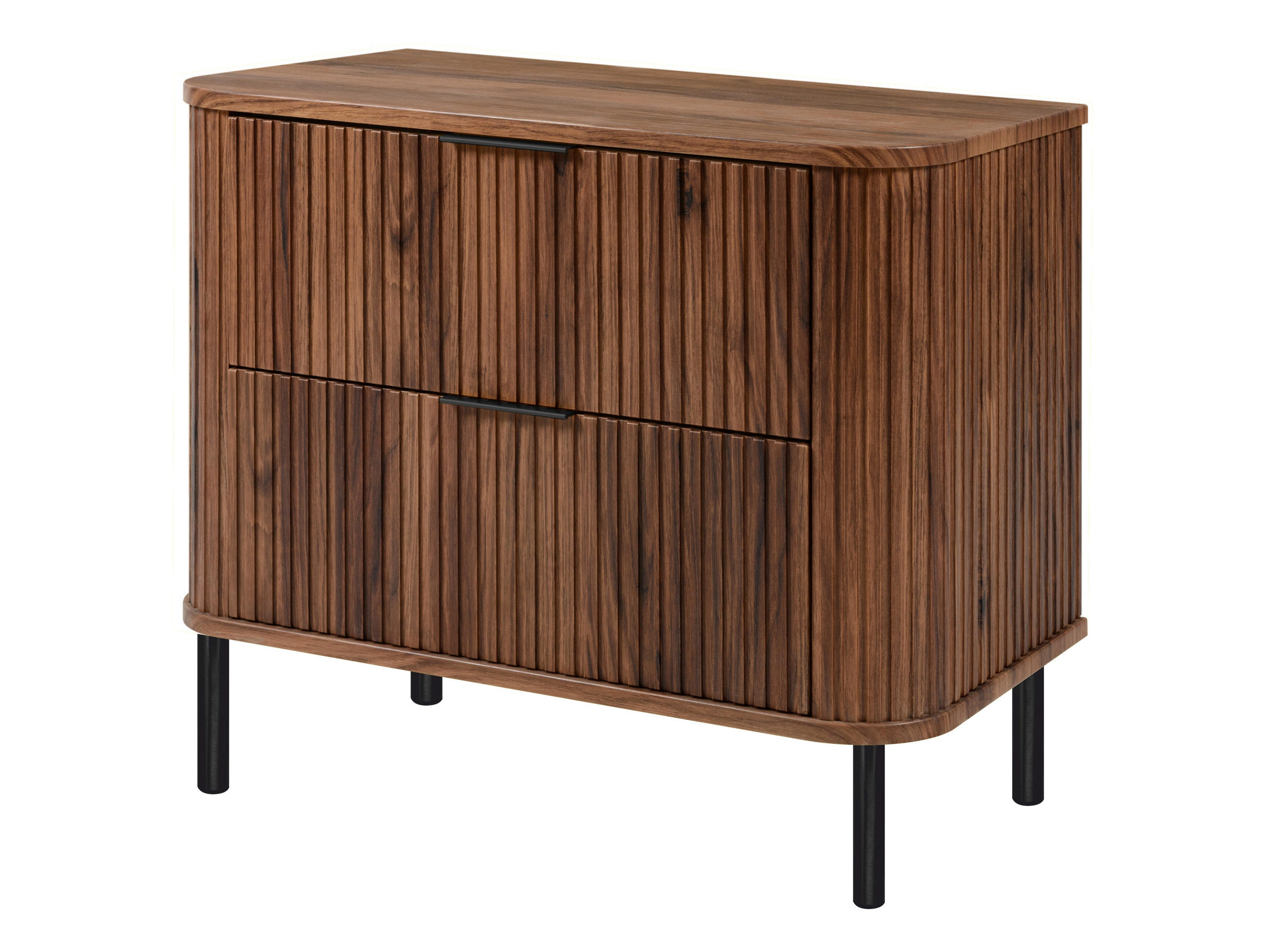 BADEZIMMERSCHRANK : Farbe Eiche-Nussbaum, Griff schwarz, Füße schwarz, 80 x 41,5 x 66,7 cm - Schwarz/Braun, Holzwerkstoff (80/66.7/41.5cm) - 3XE LIVING