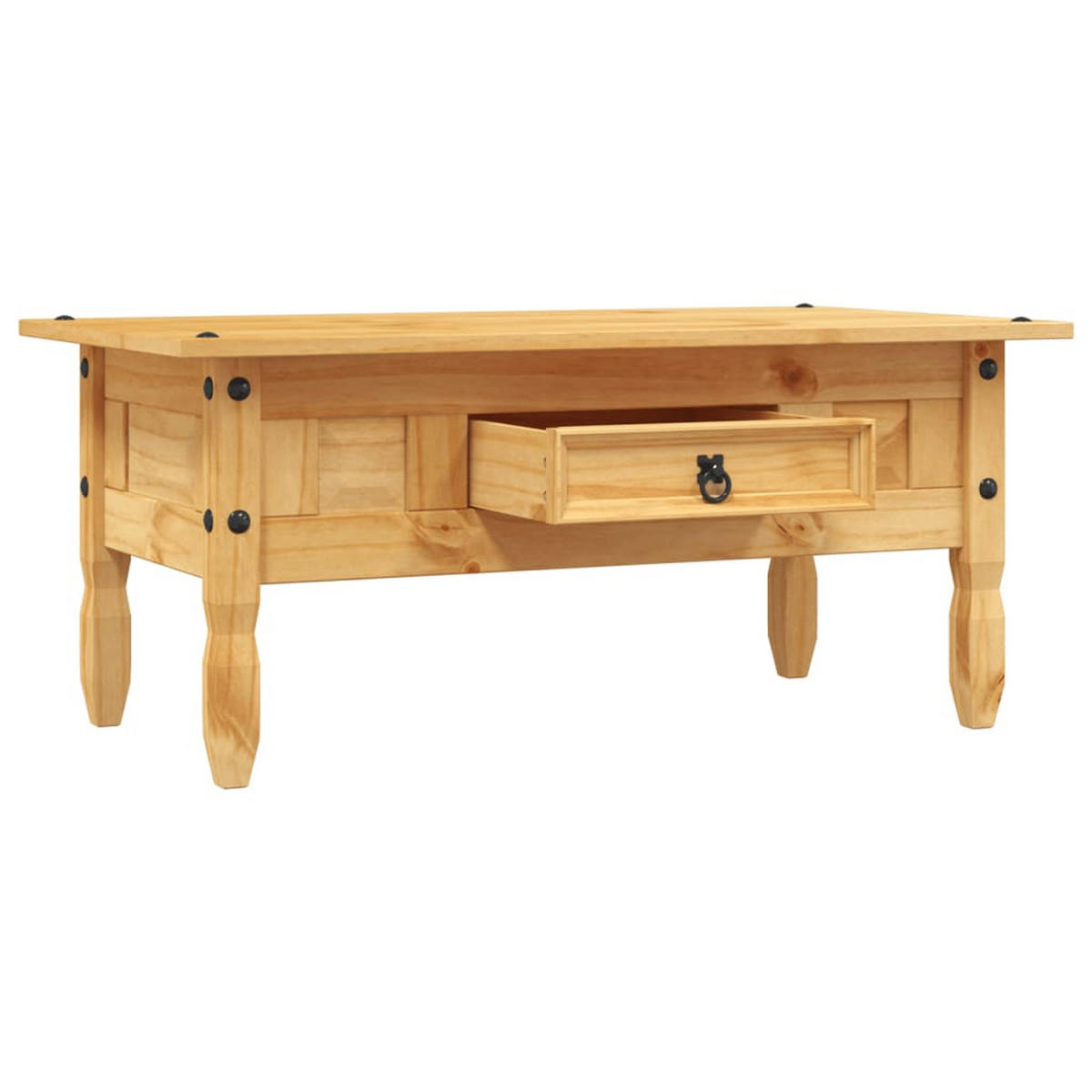 COUCHTISCH Mexikanischer Stil 100/55/44 cm aus Kiefernholz Braun mit 1 Schublade - Braun, Holz (55/100/44cm) - vidaXL