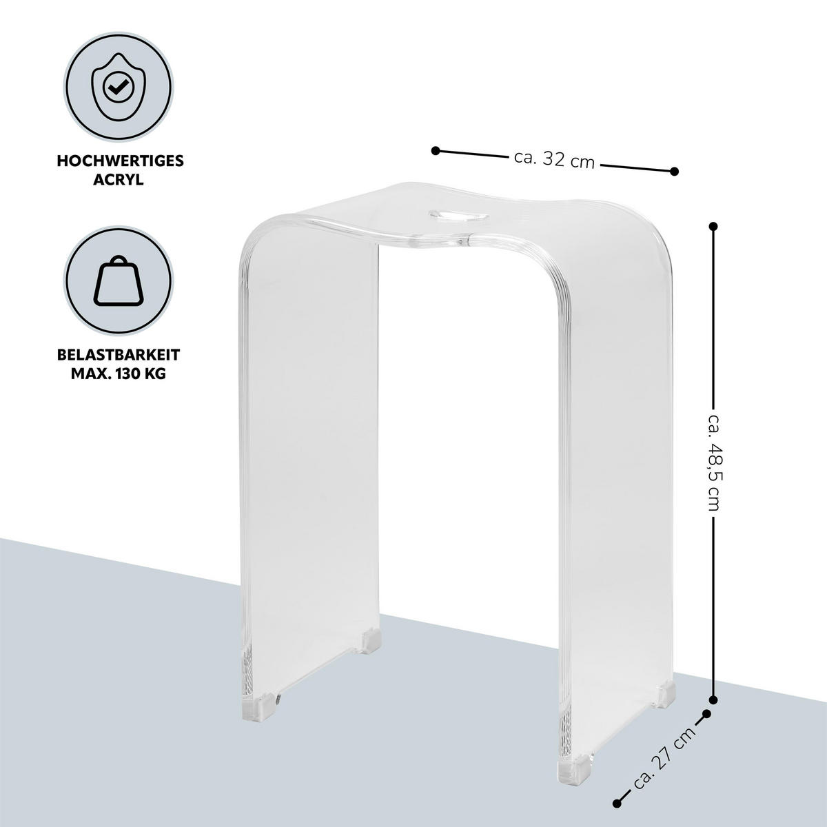 DUSCHHOCKER, transparent, Kunststoff - Transparent, Kunststoff (32/48.5/27cm) - bremermann