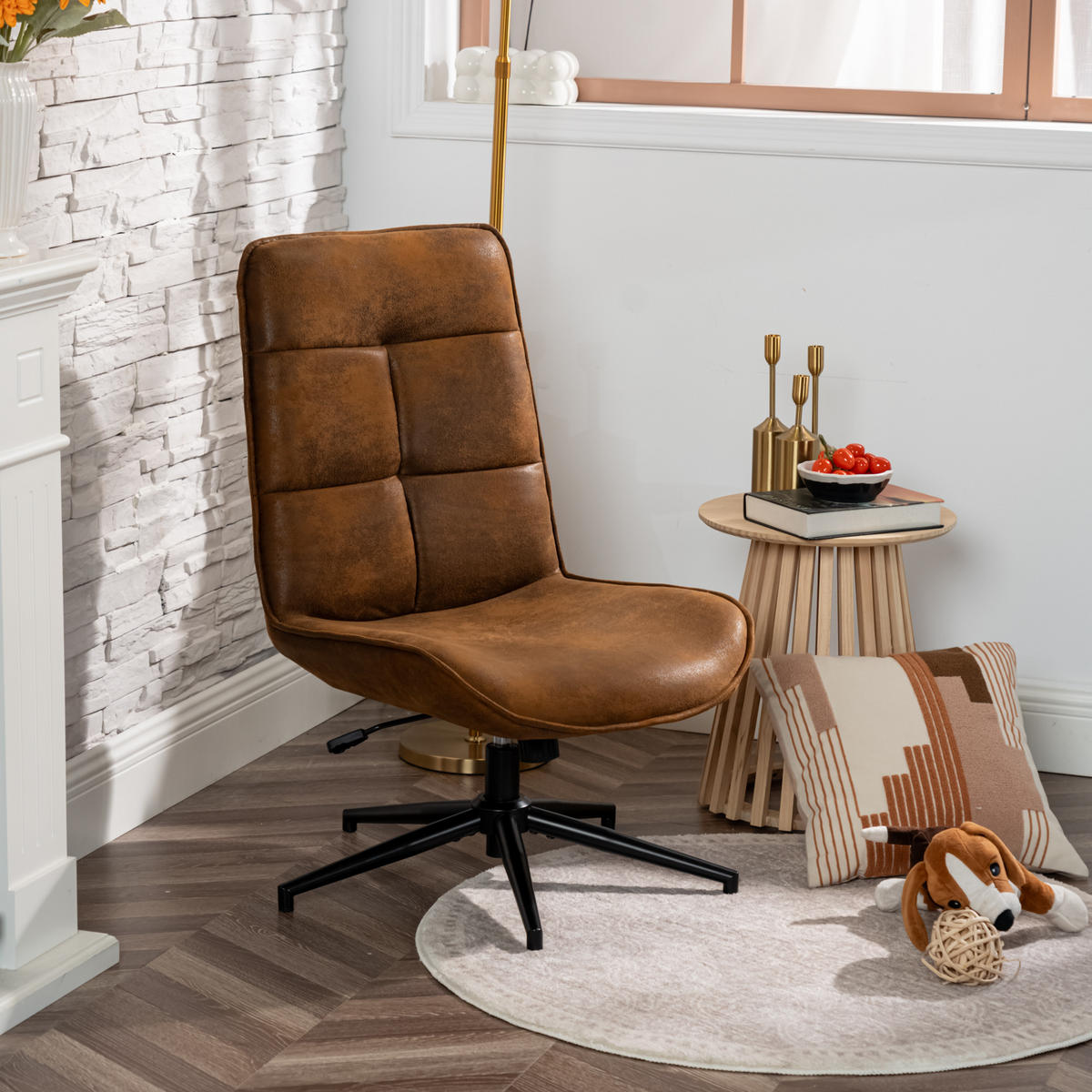SESSEL Brauner Drehstuhl - Braun, Metall (61/95/67cm) - Meubles Cosy