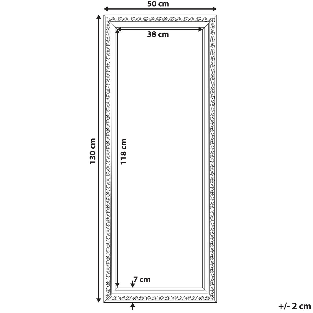 WANDSPIEGEL weiß/silber rechteckig 50/130 cm Mauleon - Silberfarben/Weiß, Kunststoff (50/130/3cm) - Beliani