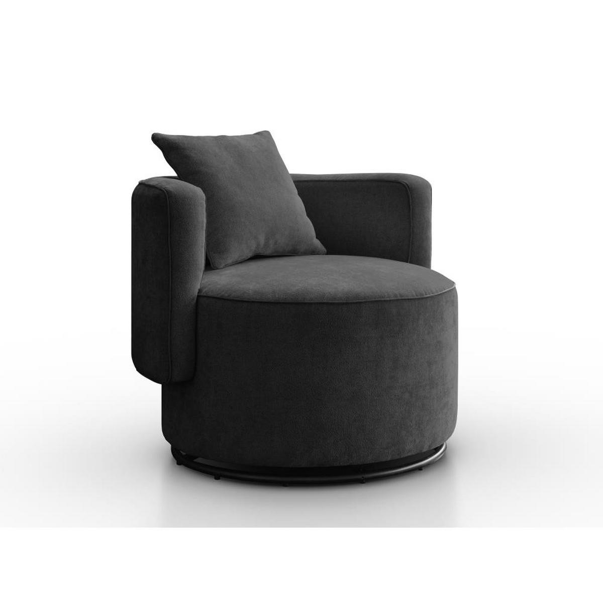 DREHSESSEL Dolce schwarz velour - Schwarz, Textil (90/83/90cm) - Beautysofa