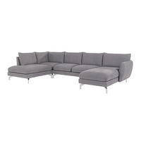 WOHNLANDSCHAFT Elou Grau Luxusmicrofaser - Chromfarben/Grau, Textil/Metall (336/87/200cm) - S-Style Möbel
