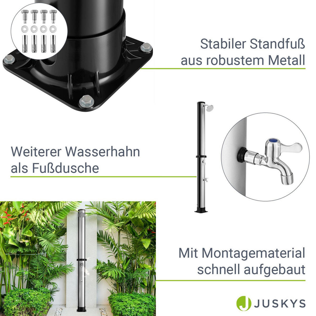 SOLARDUSCHE Victoria 40 Liter - Schwarz, Kunststoff (16/227/227cm) - Juskys