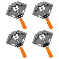 WINKELSPANNER Grau Orange 4er-Set Aluminium 90° - Grau, Kunststoff/Metall (3.8/15.5/27cm) - Relaxdays