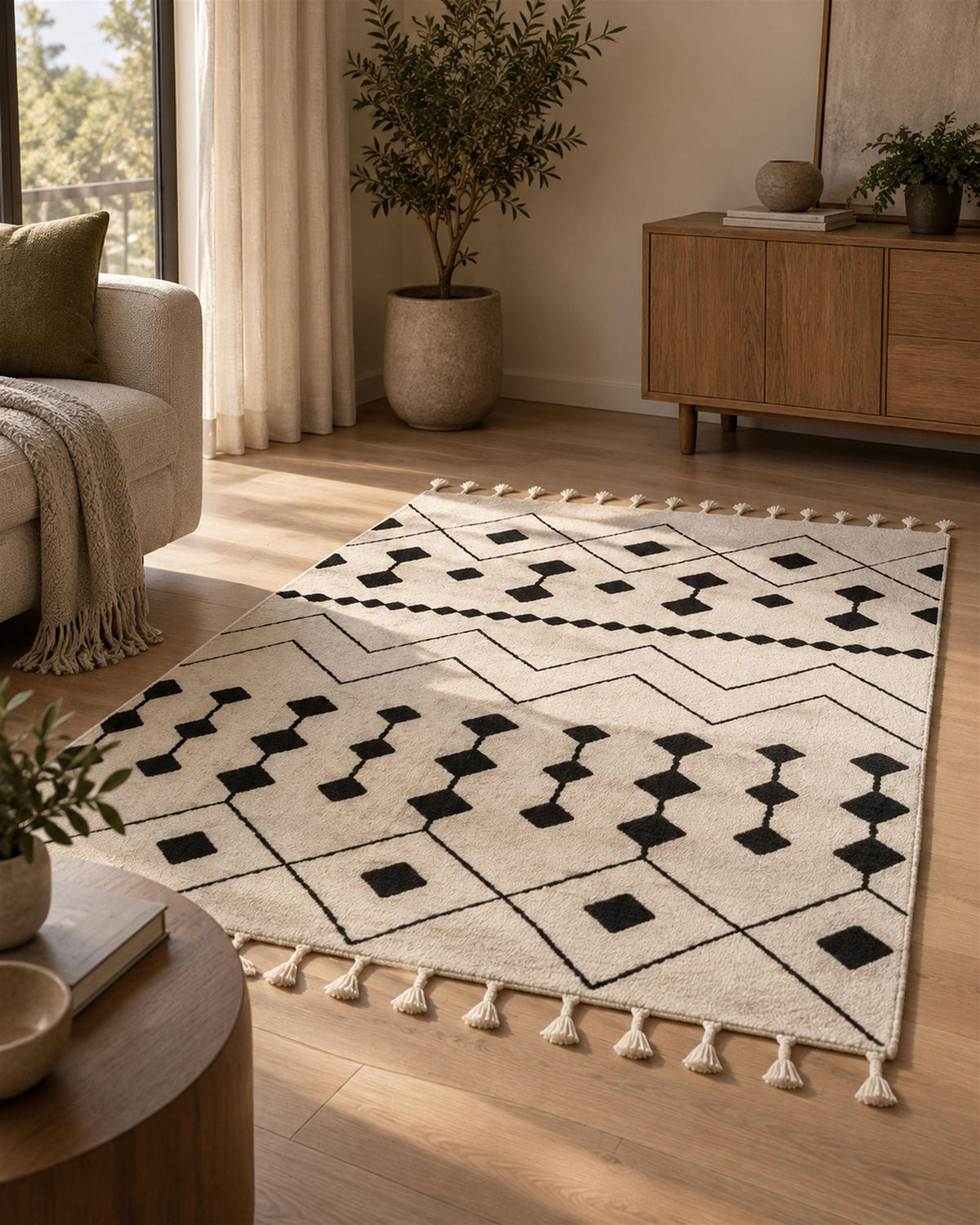 KORTLUGGAD MATTA Khemisset 230/160 cm - Vit, Textil (160/230cm) - Beliani