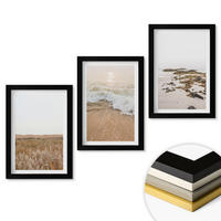 WANDBILDER 3er-Set - 20x30 cm Schwarzer Rahmen - Strandwellen, Steine, Sommer - Schwarz, Kunststoff (20/30cm) - ArtPrintCave