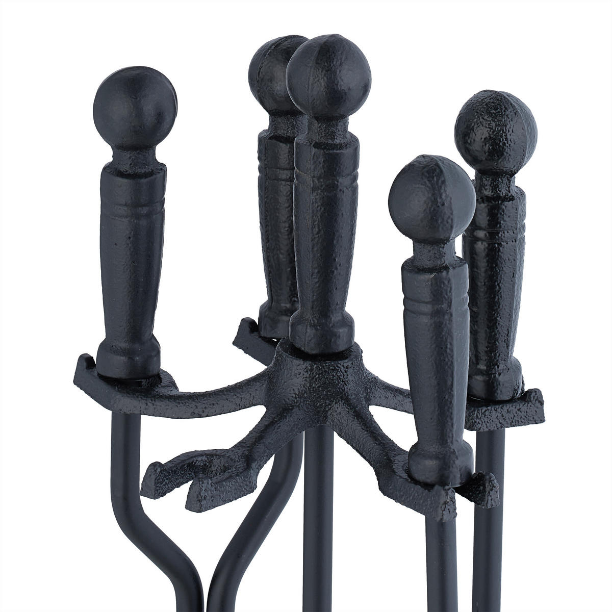 5-TLG.KAMINBESTECK-SET - Schwarz, Metall (19/81/19cm) - Relaxdays