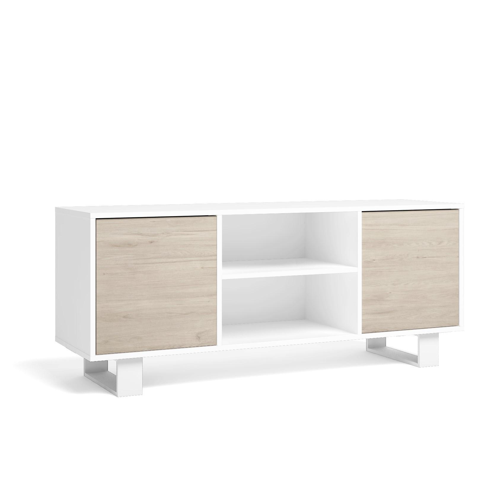 Skraut Home Lowboard, Weiß, Natur 137x57x40 cm