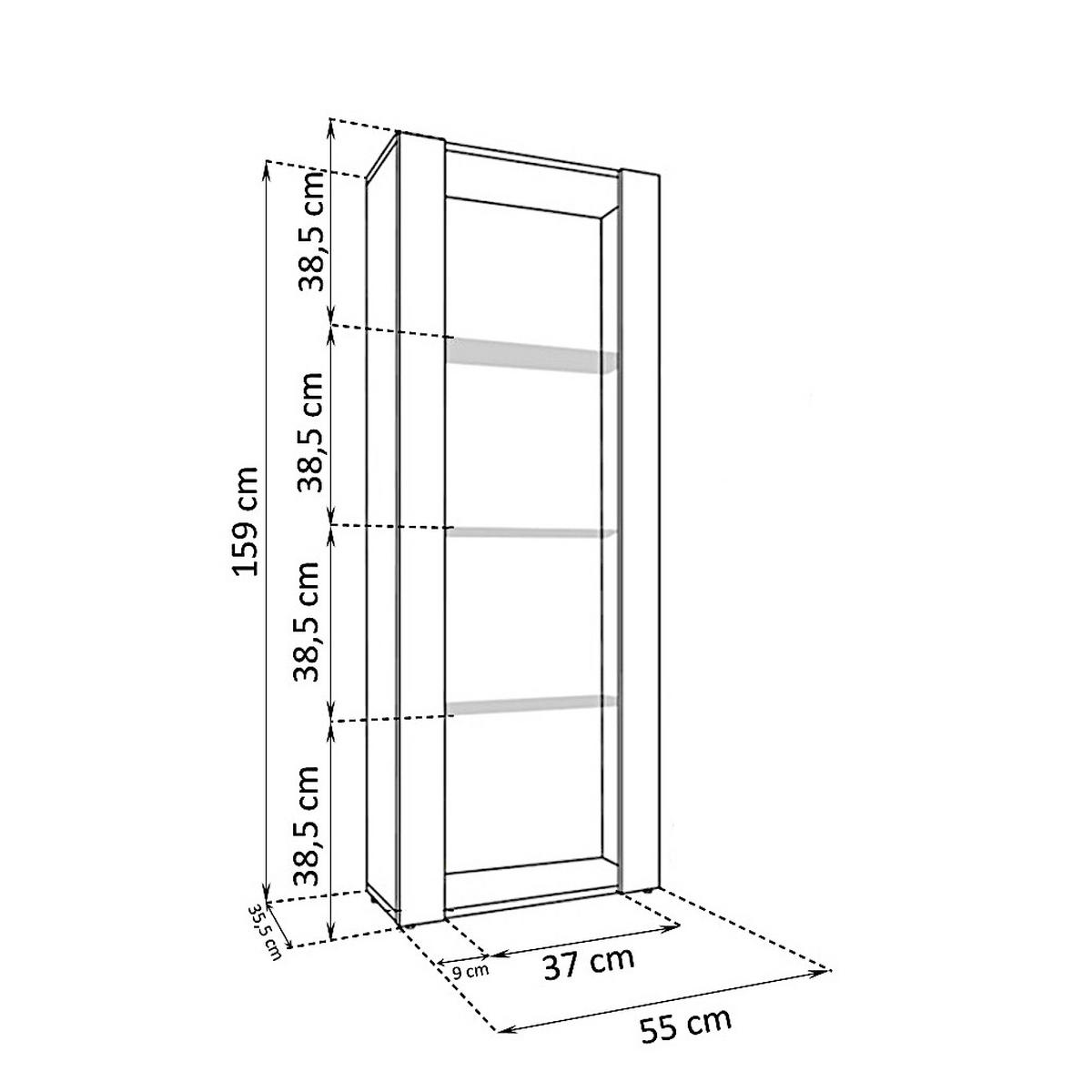 VITRINE TIVOLI, Weiß + Weiß, LED Blau - Weiß, Glas/Holzwerkstoff (55/159/35cm) - Komodee