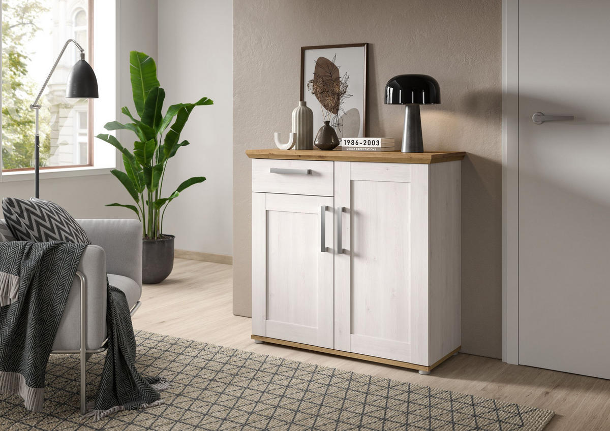 KOMMODE Verona in Sibiu Lärche Nachbildung und Artisan Eiche Nachbildung B/H/T: 95x92x39 cm - Lärchefarben, Holzwerkstoff (90/88/37cm) - Homes & Jones
