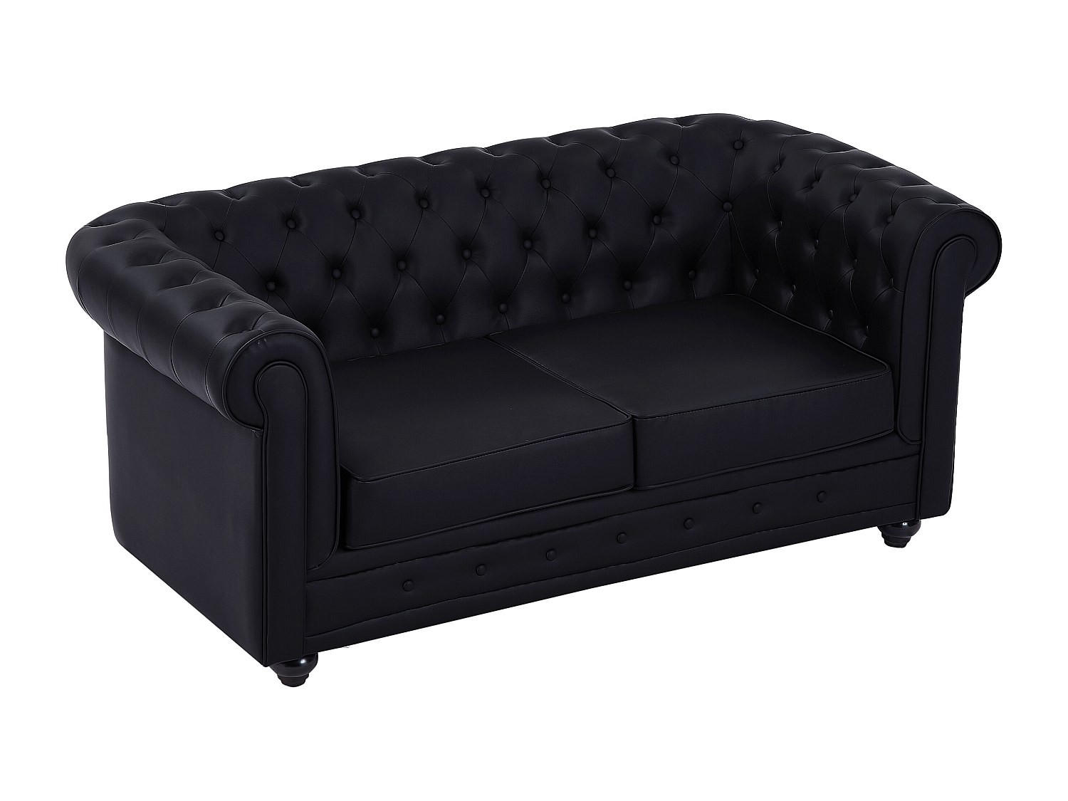 SOFA 2-Sitzer - Kunstleder - Schwarz - CHESTERFIELD - Schwarz, Leder (88/72/168cm) - Vente-Unique