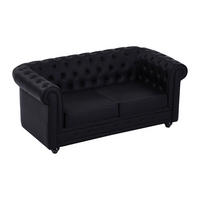 SOFA 2-Sitzer - Kunstleder - Schwarz - CHESTERFIELD - Schwarz, Leder (88/72/168cm) - Vente-Unique
